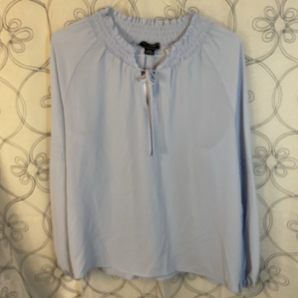 Social Standard By Sanctuary Blue Keyhole Long Sleeve Blouse Women's XLarge